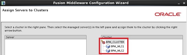 Assign Servers to Clusters screen