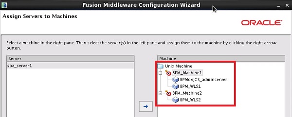 Assign Servers to Machines screen