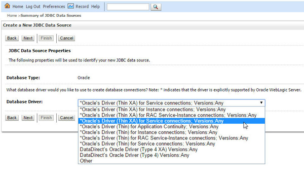 Database driver name