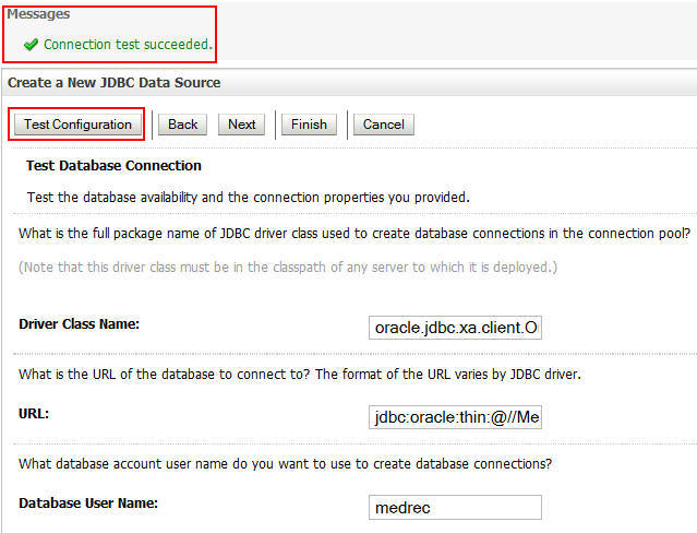 Connection test succeeded