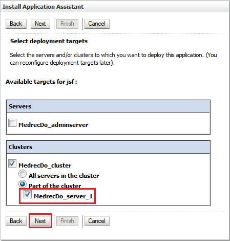 Select the managed server