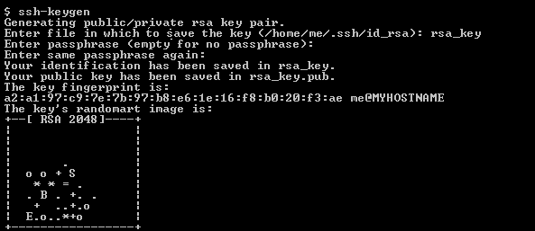 Command prompt, creating key pair without parameters