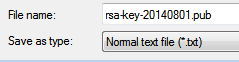 Save public key - file name and type