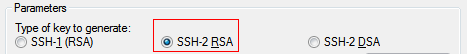 PuTTY Key Generator parameters