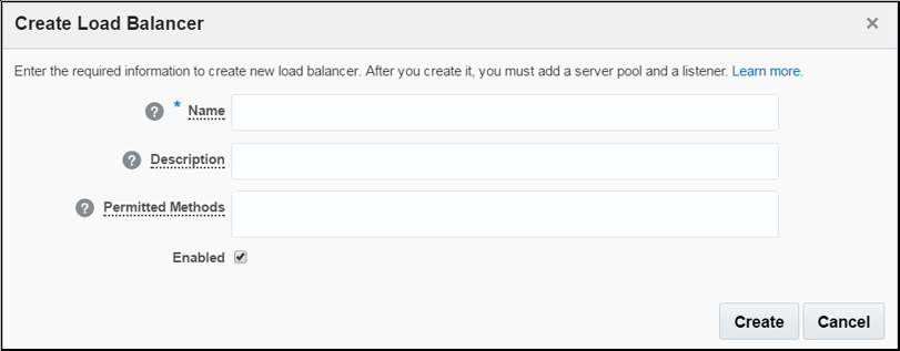 This image shows the Create Load Balancer dialog box.