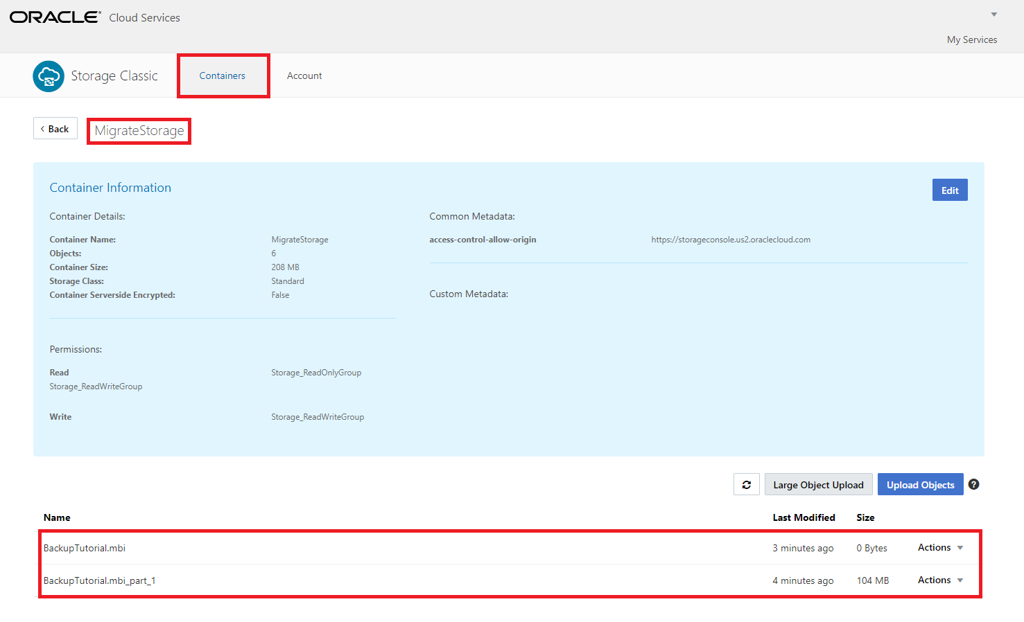 Backing Up a MySQL Database to Oracle Cloud Storage Service