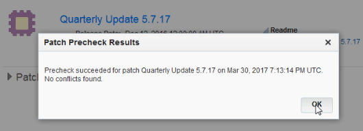 Results of the patch precheck