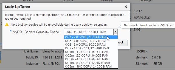 Select a Compute Shape from the list