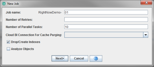 New Job dialog box