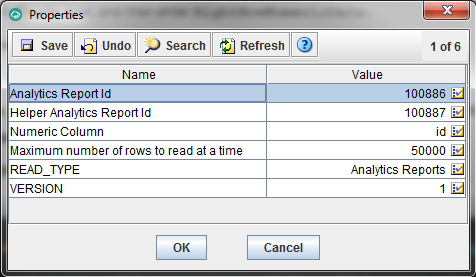 Properties dialog box for numeric source data
