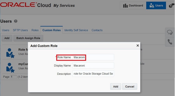 create role Macaroni