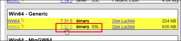 choose Win64 binary SSL