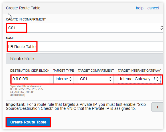 create route table