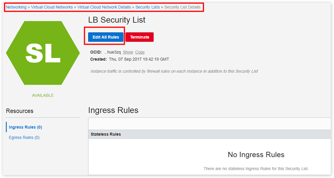 Updating security rules