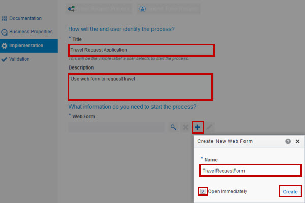 Implementation for Submit Travel Request