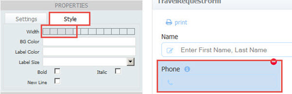 Phone control style properties 