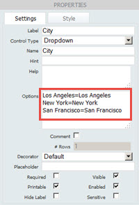 City Settings Properties