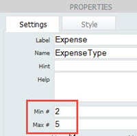Expense Line Settings Properties