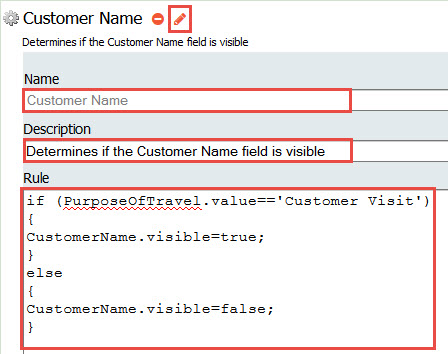 Determining if the Customer Name Field is Visible Rule