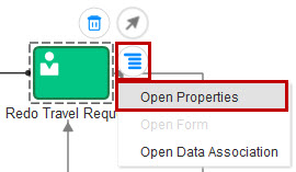 Redo Travel Request task menu with Implementation selected