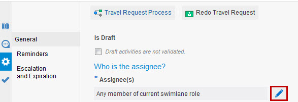 Redo Travel Request task menu with Implementation selected