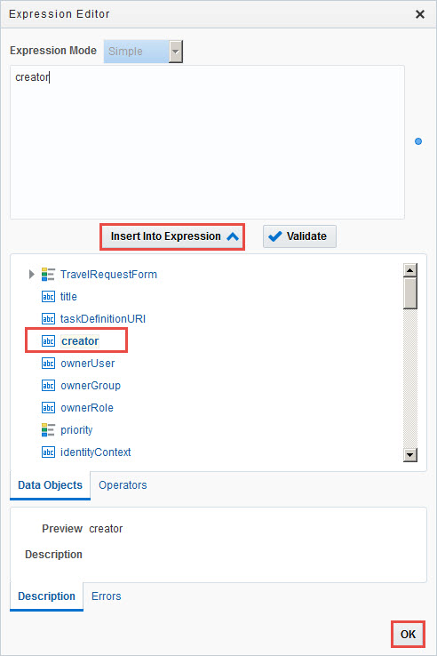 Expression Editor dialog box