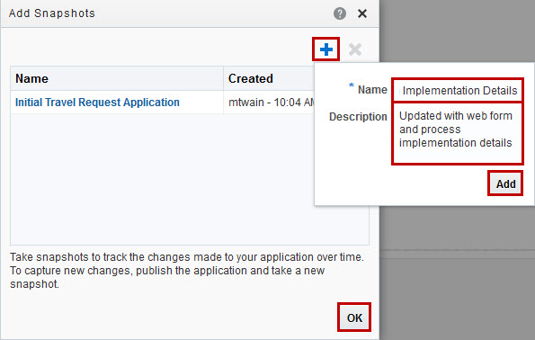 Snapshots dialog box