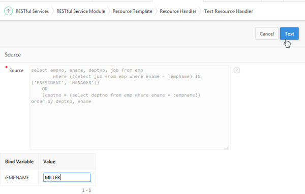 Reviewing Sample RESTful web service in Your Database Cloud Service