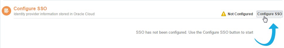 Oracle Cloud SSO configuration screen before SP configuration