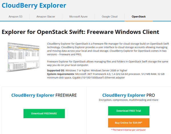 CloudBerry Explorer download page