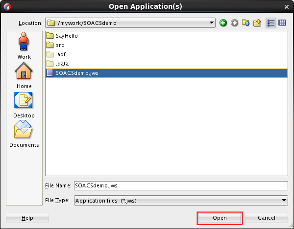 Open Application window