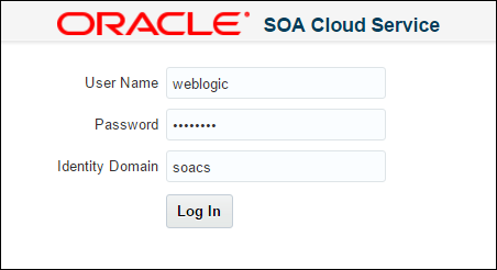 Oracle SOA Cloud Service login page