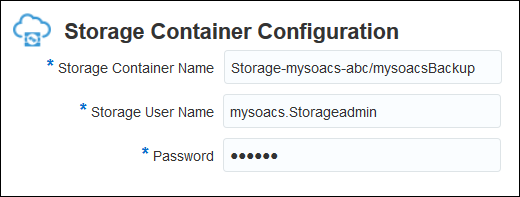 Store Container Configuration page