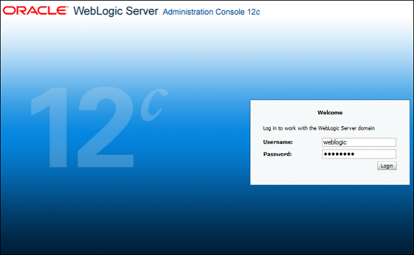 WebLogic Server Console page