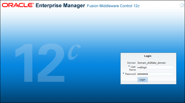 Oracle Enterprise Manager login page