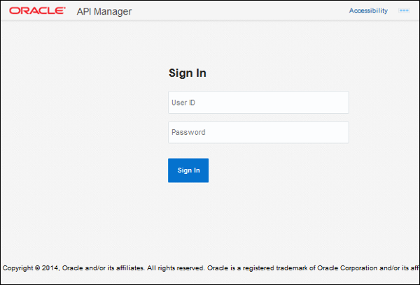 API Manager Cloud Service
                                      Portal login page