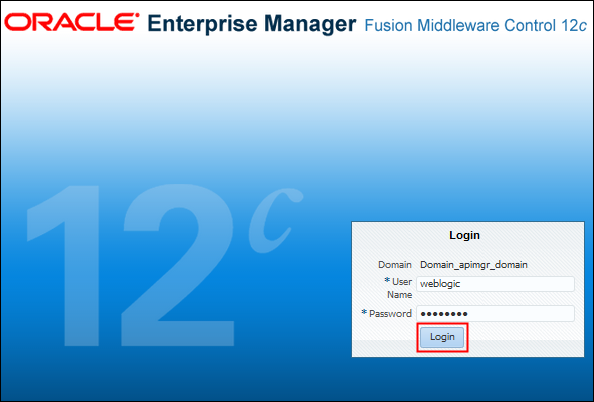 Fusion Middleware Control login page