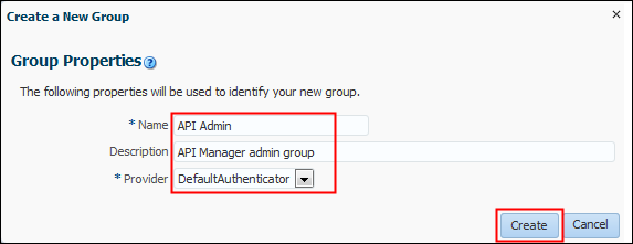 Create a New Group page
