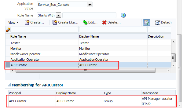 Application Role page