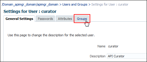 Settings for User: curator page