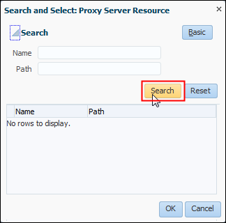 Search and Select: Proxy Server page