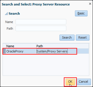 Search and Select: Proxy Server results page