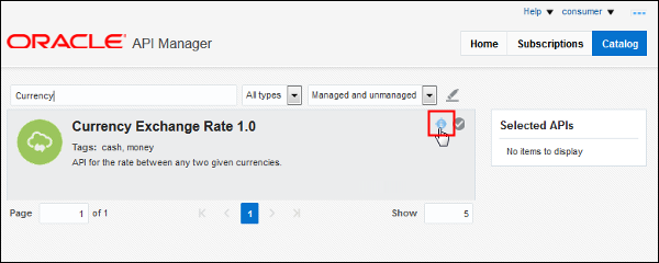 API Manager Catalog page