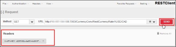 RESTClient page with Headers section
