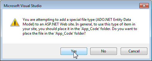 Creating a new ADO.NET Entity Data Model