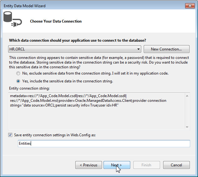 Creating a new ADO.NET Entity Data Model