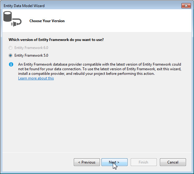 Creating a new ADO.NET Entity Data Model