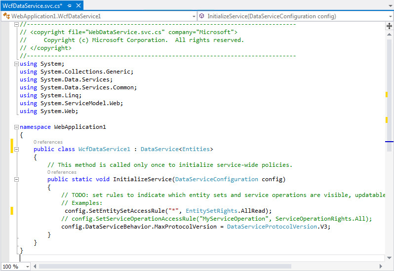Creating a WCF Data Service with EDM data