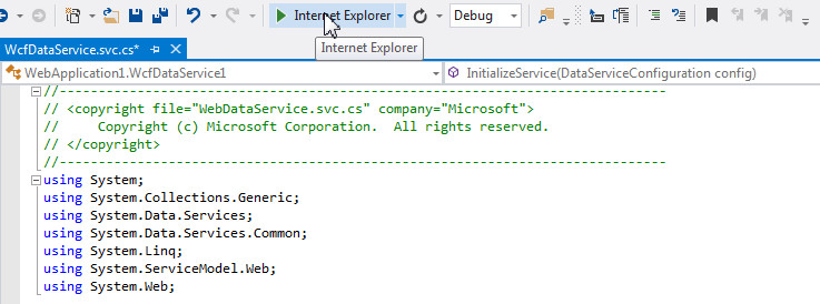 Creating a WCF Data Service with EDM data