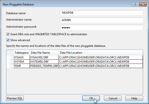 Creating a New Pluggable Database